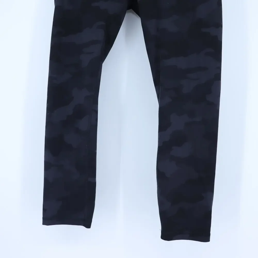 Lululemon Wunder Train Leggings Camo Deep Coal High Rise Crop Pockets Women's 8